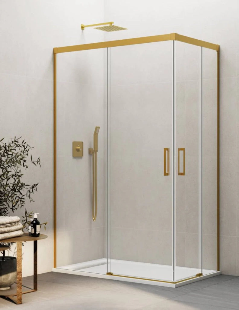 Box doccia ingresso angolare 2+2 THALASSA (BASIC) 80x75 cm Oro vetro trasparente