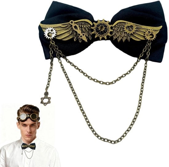 Accessorio di costume retrò con design steampunk - Verstelbare - Adatto per Halloween e carnevale - Realizzato in alta qualità PU pelle - Progettato con ruote dentate - Cravatta