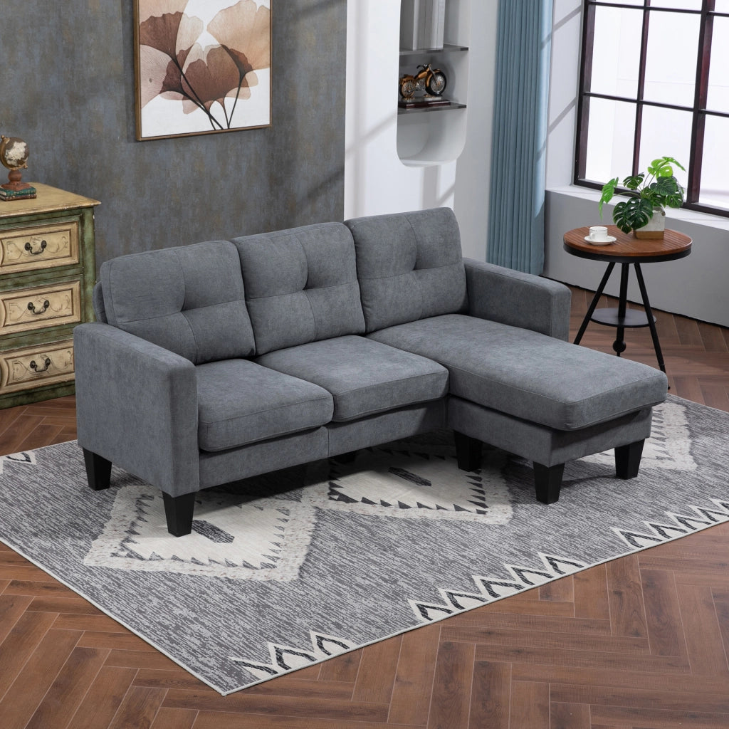 Divano angolare con chaise longue ¨C Minimal ¨C Tessuto grigio scuro 90x