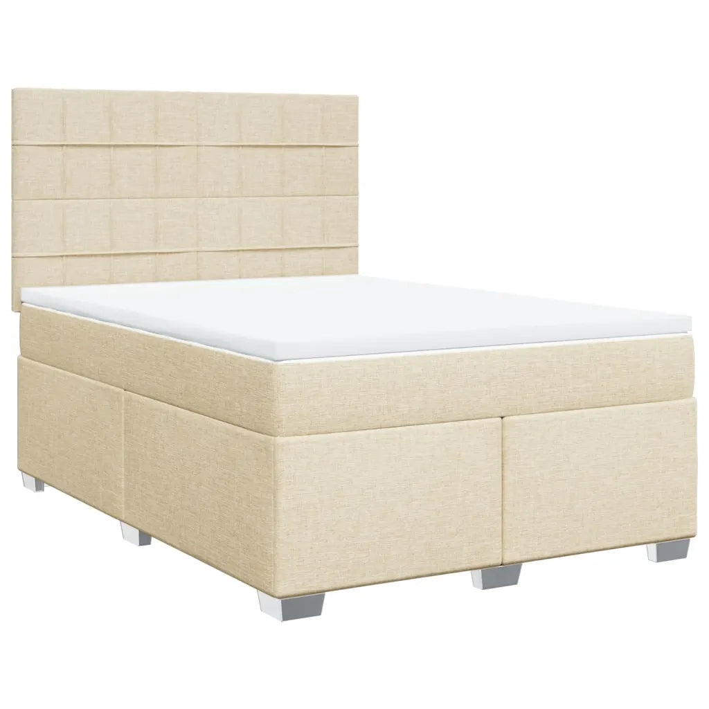 Giroletto a Molle con Materasso Crema 140x200 cm in Tessuto