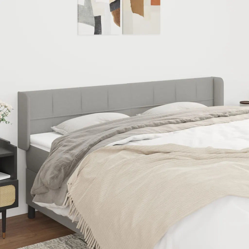 Testiera | Testata ad Orecchio Grigio Chiaro 203x16x78/88 cm in Tessuto