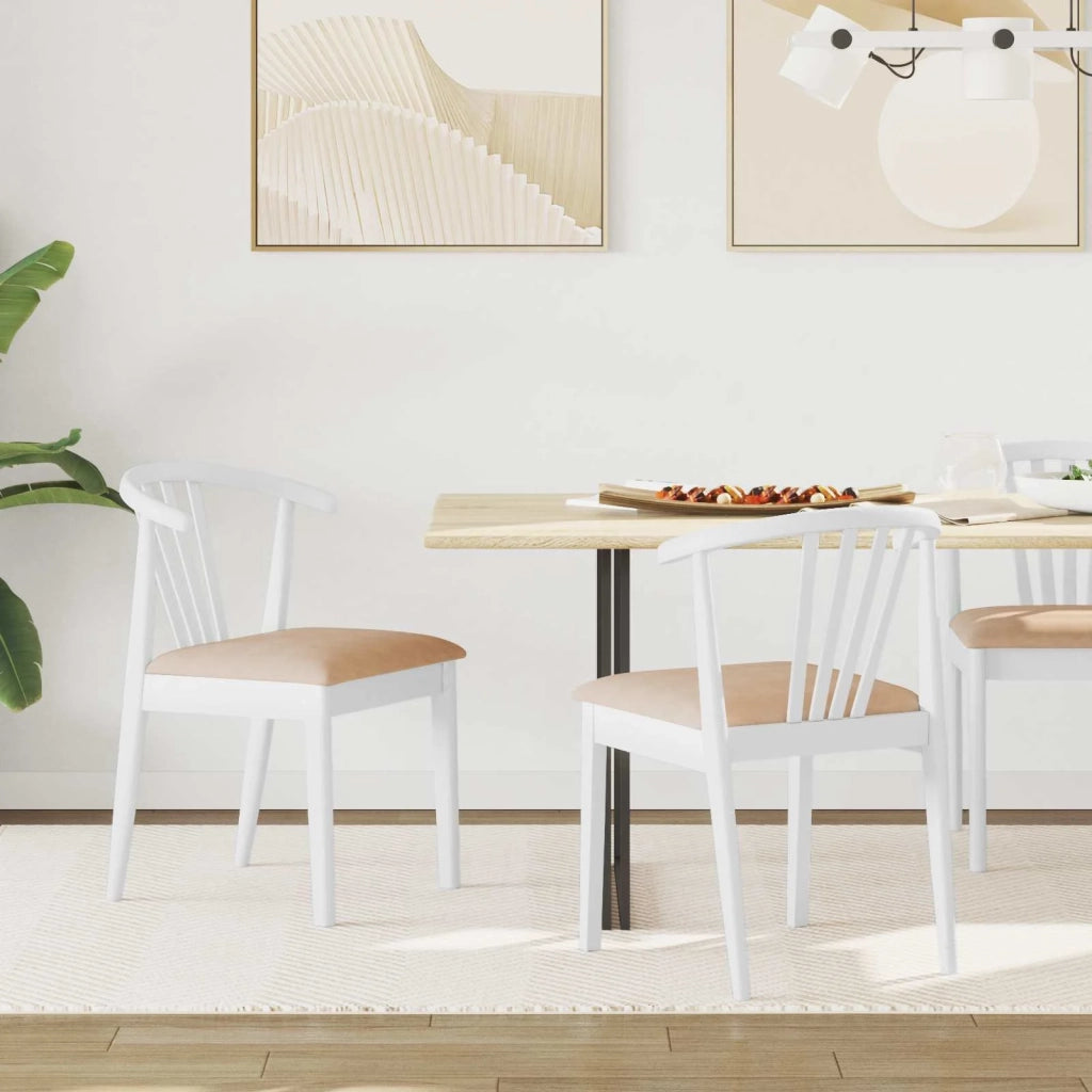 Sedia da pranzo 2 pcs Bianco e marrone Legno di gomma massiccio 42020400