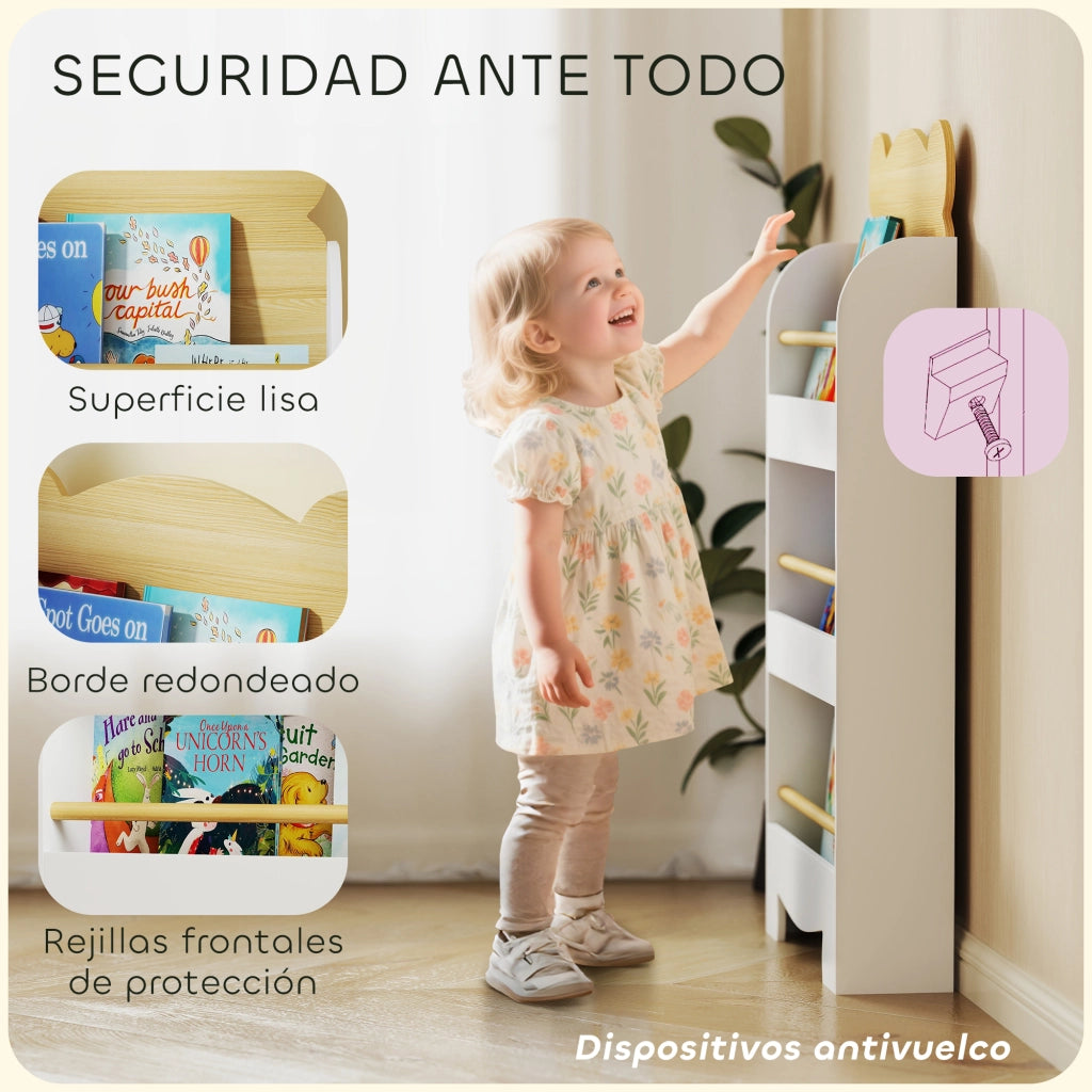 Libreria Bambini 3 Livelli ¨C Minimal ¨C Design Orso Bordi Arrotondati Sicurezza