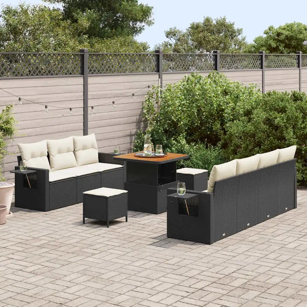 Set Divano da Giardino 10 pcs Nero polyrattan 3361705