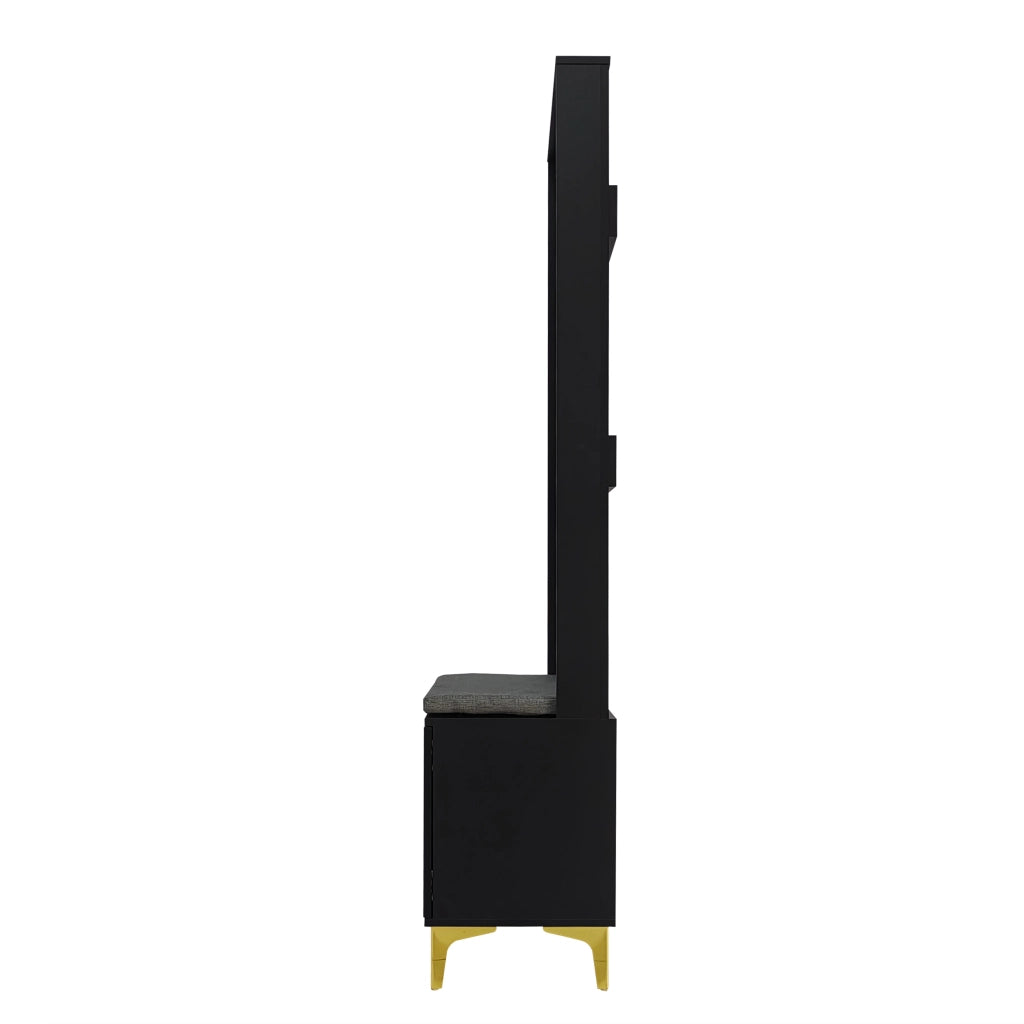 ARMADIO Ingresso con ganci e cuscini 60,5x180,5x35,2 cm Nero/Oro