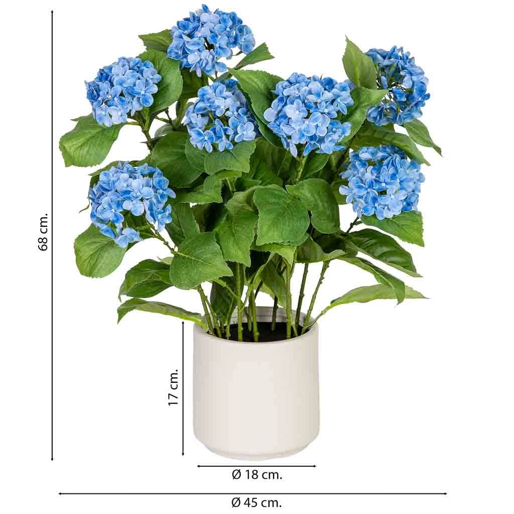 Ortensia artificiale decorativa blu, 45x45x68h cm