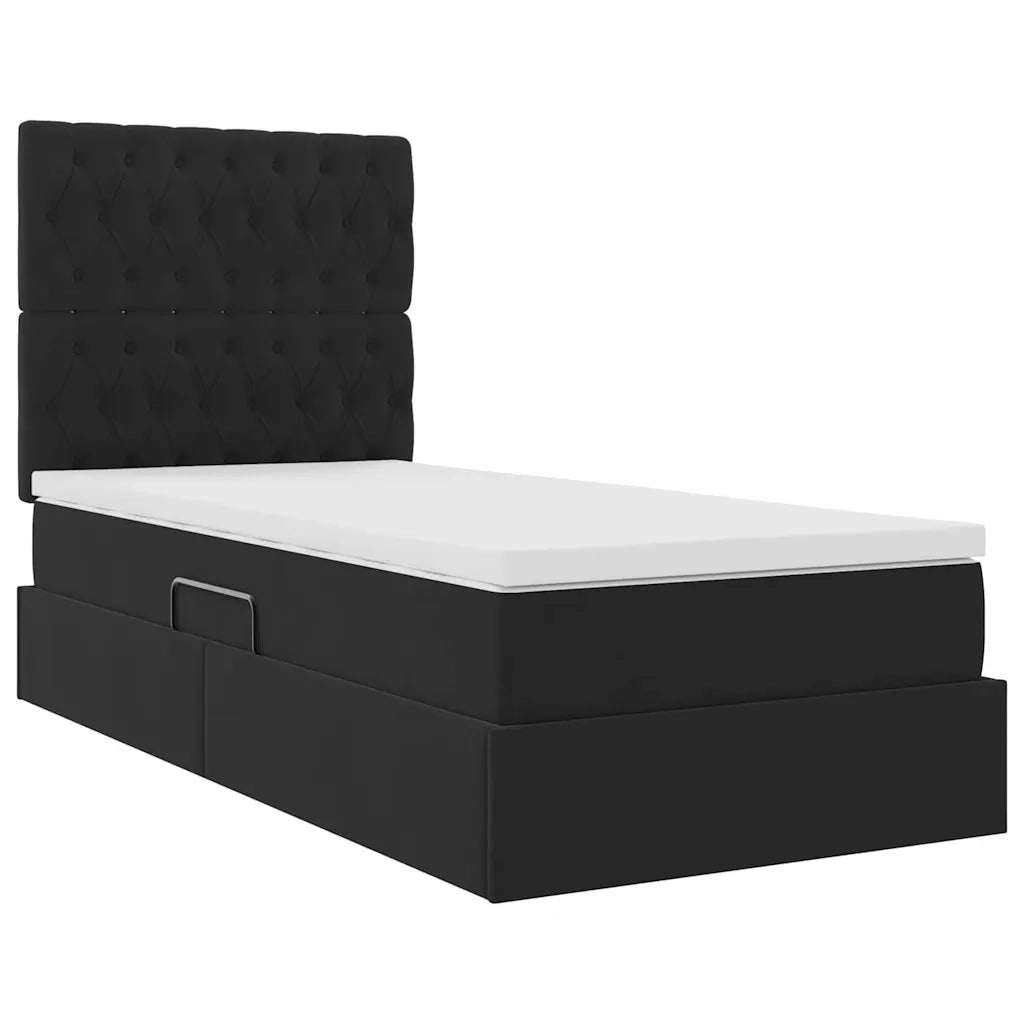 Letto con contenitore e LED con led Nero 90 x 200 cm Velluto