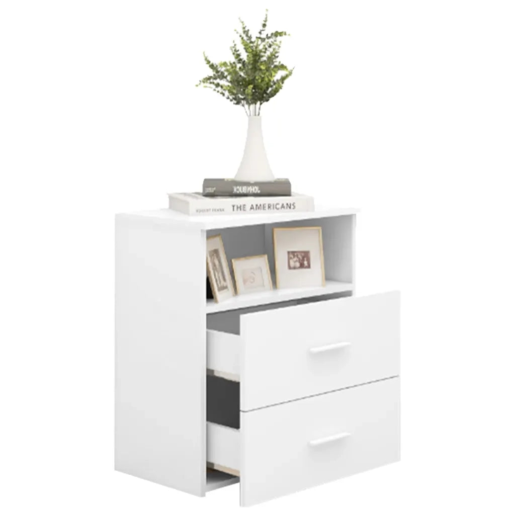 Set di 2 Comodini | Armadio da Notte | Mobiletto da notte Bianchi 50x32x60 cm