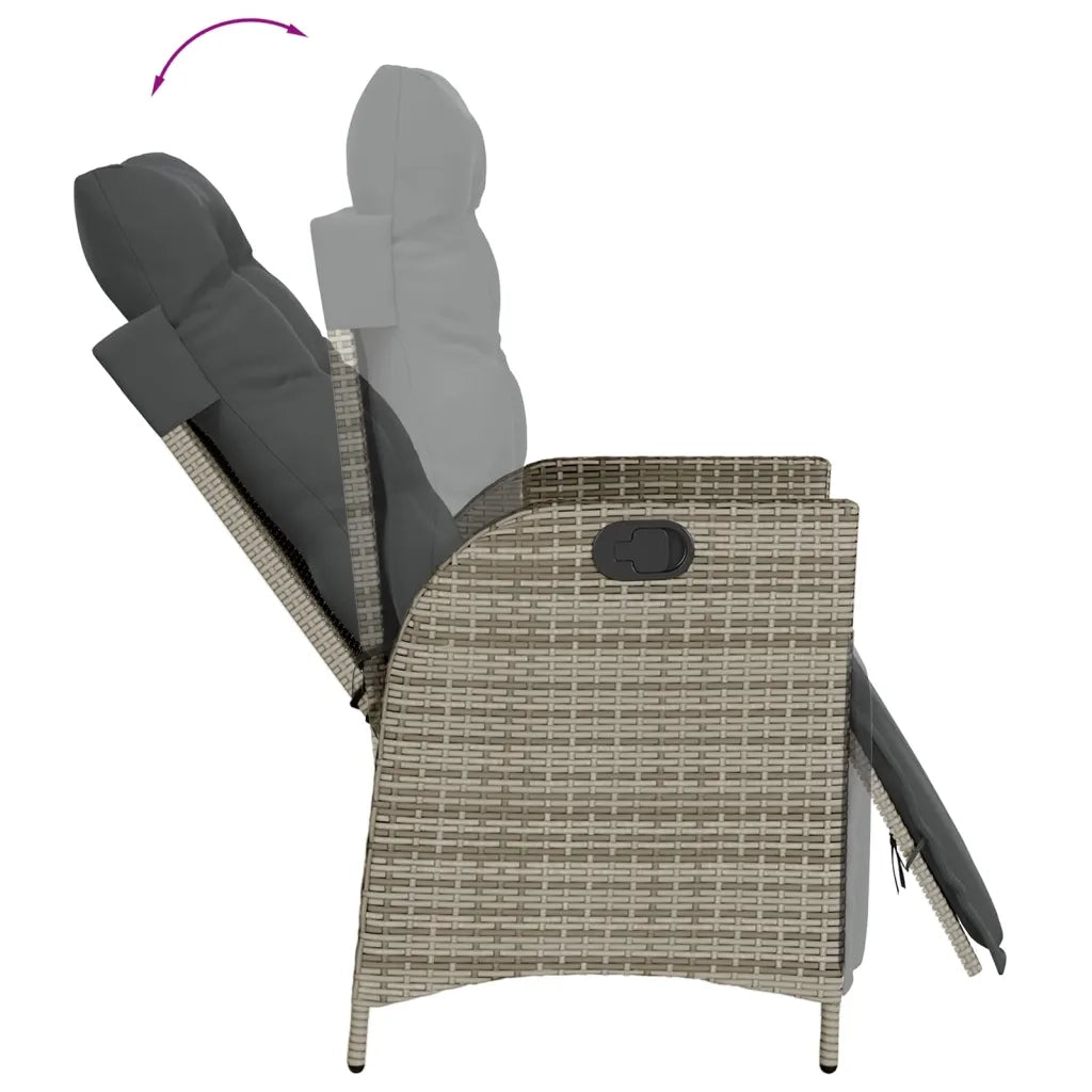 Set da Pranzo da Giardino 7 pz con Cuscini in Polyrattan Grigio