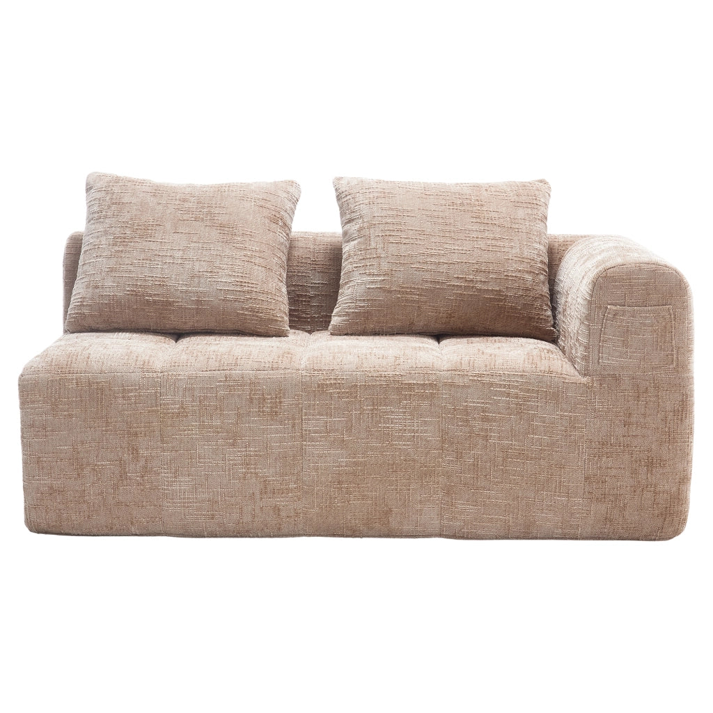 Divano 2 Posti con Cuscini e Tasche Laterali ¨C MINIMAL ¨C Tessuto Beige