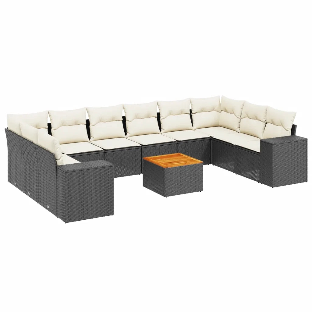 Set Divani da Giardino 11 pz con Cuscini in Polyrattan Nero 3225615