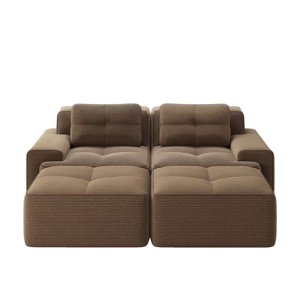 Divano Modulare Cloud a U con Ottoman ¨C Xylo ¨C Velluto a Coste, Marrone