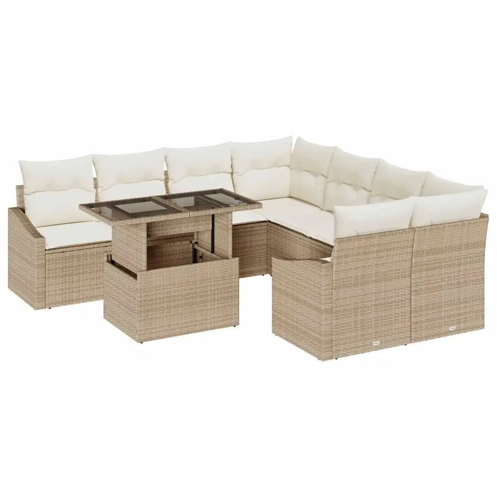Set Divano da Giardino 9 pcs Beige Poly Rattan 3357714