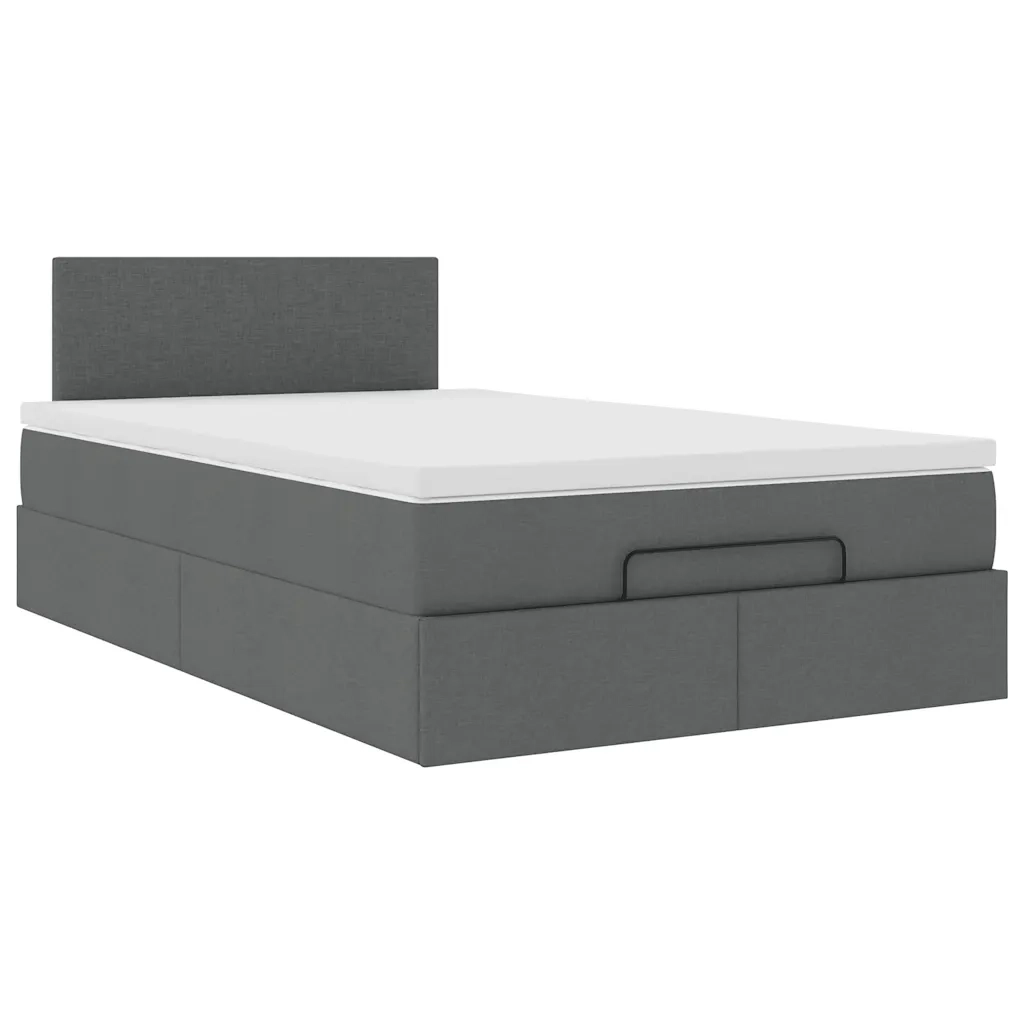 Pouf Letto con Materasso e LED Grigio Scuro 120x200 cm Tessuto