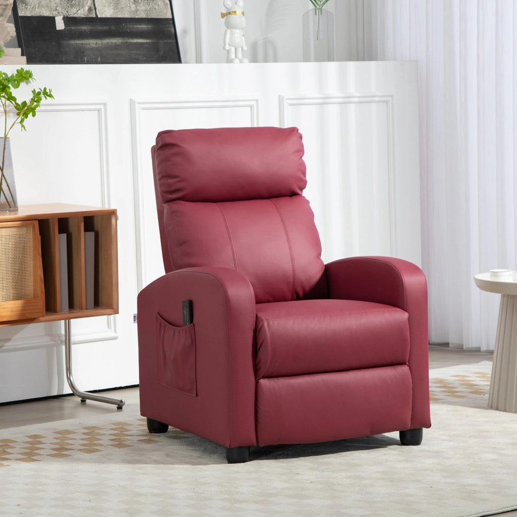 Poltrona Relax Massaggiante 68x88x98 cm con Telecomando e 8 Programmi Reclinazione e Poggiapiedi Rosso