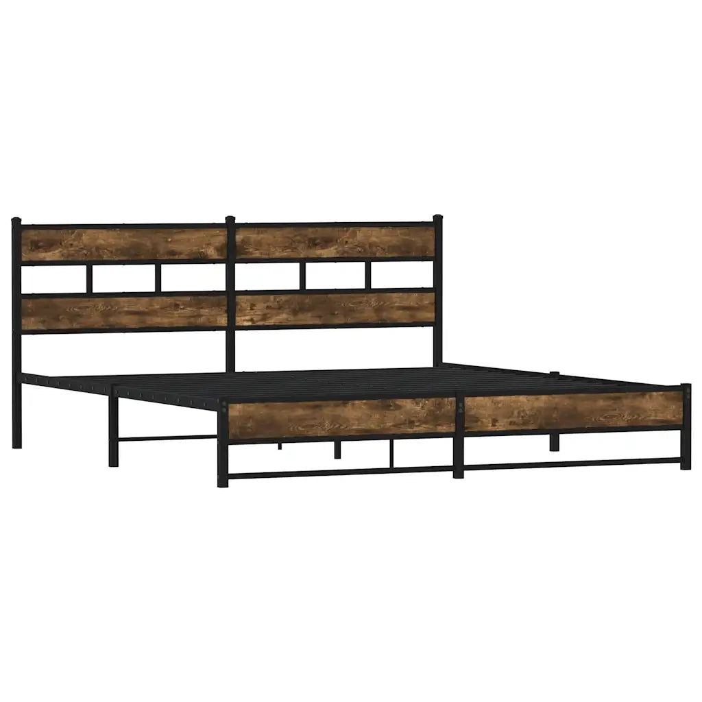 Giroletto senza Materasso in Metallo-Struttura Letto Rovere Fumo 180x200 cm 392132