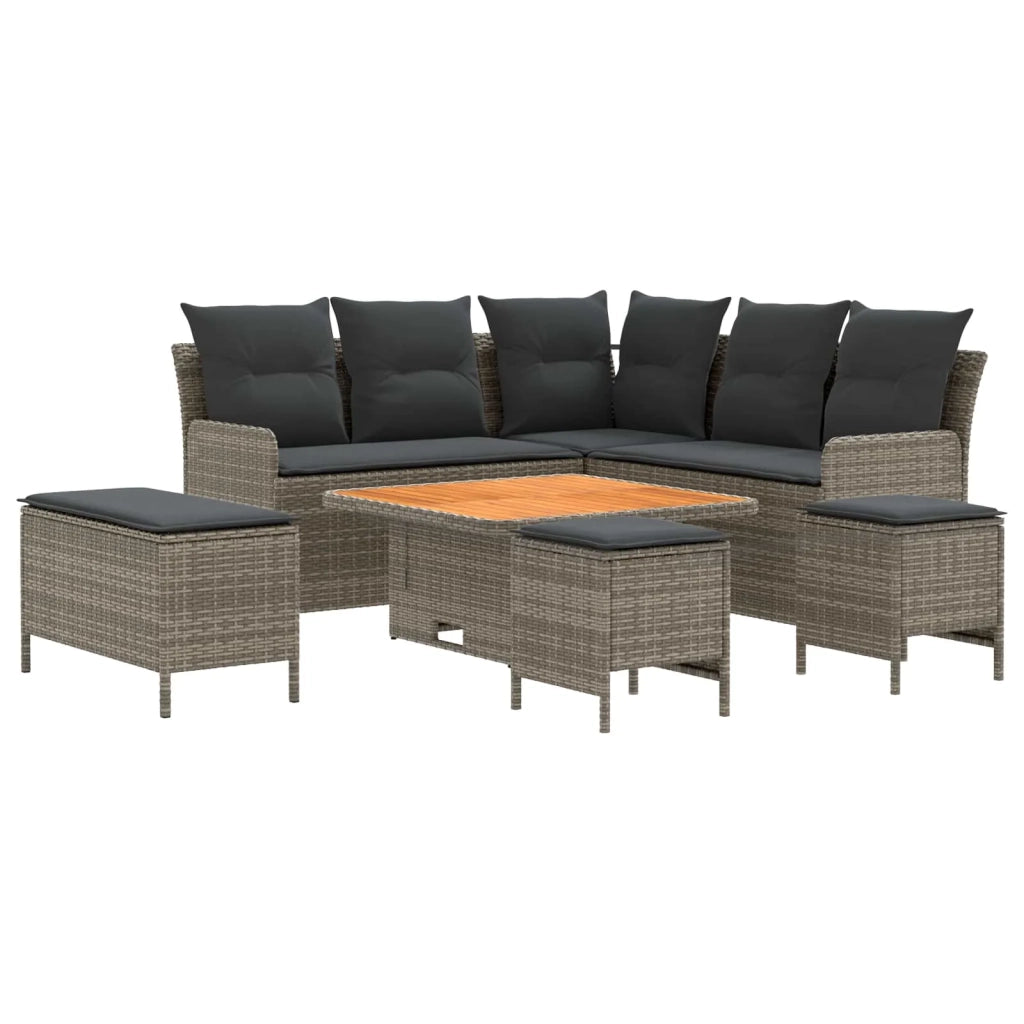 Set di Mobili 7 pcs Grigio e Grigio Scuro Rattan in PE 3422211