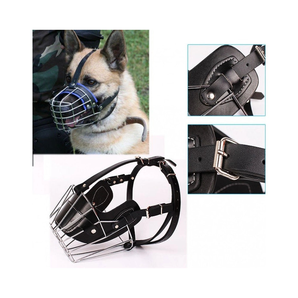 Trade Shop - Museruola Taglia S/m Metallo Cane Regolabile Toelettatura Antiabbaio Sicurezza -
