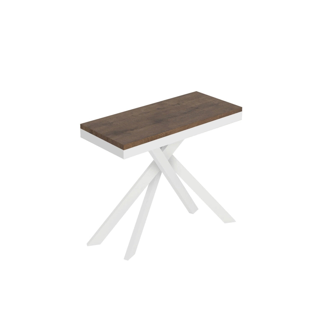 Consolle Allungabile 90-300x40x77 cm Saki Evolution Noce Gambe Bianche