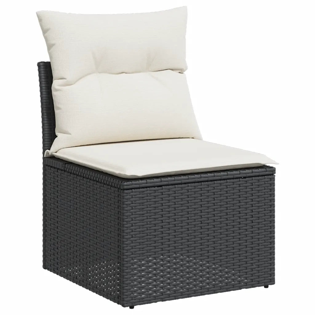 Set Divani da Giardino 9 pz con Cuscini Nero in Polyrattan 3224929