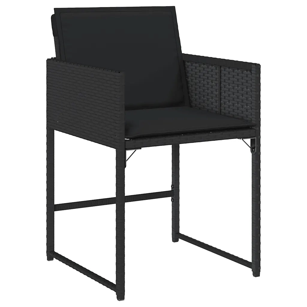 Set da Pranzo da Giardino 13pz con Cuscini Nero in Polyrattan 3278166