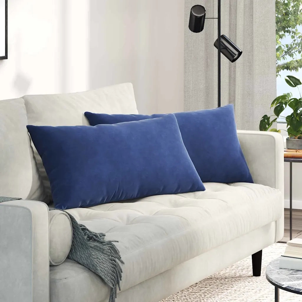 Cuscini da Divano 2 pz-Set di 2 Cuscini per Sofa Blu Polizia 80 x 40 cm Tessuto in Cords