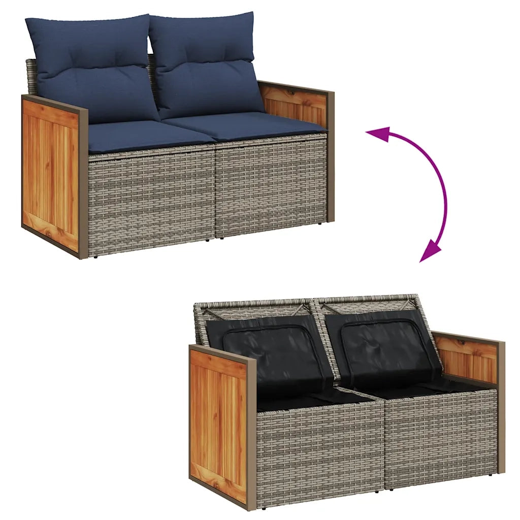 Set Divani da Giardino 4 pz con Cuscini in Polyrattan Grigio 3326009