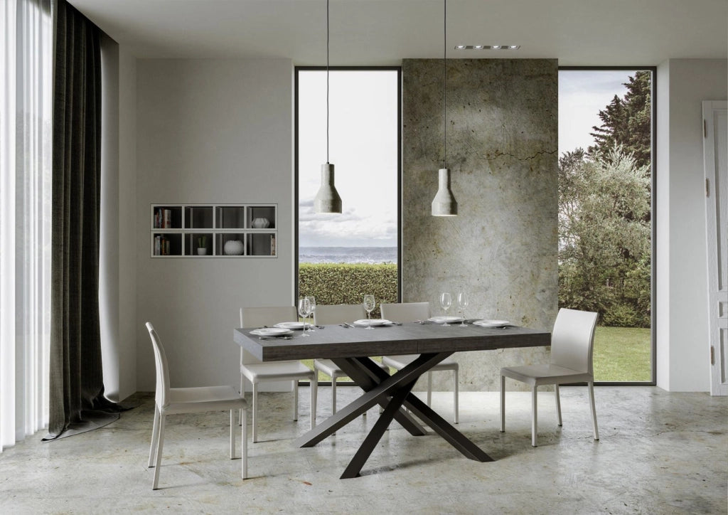Tavolo allungabile 90x160/264 cm Volta Premium Cemento telaio Antracite