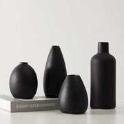 Set di vasi ceramici neri da 4 piccole vasi per fiori, vasi unici per centri di tavola, vasi decorativi moderni per arredamento domestico, tavola e ingresso (nero)