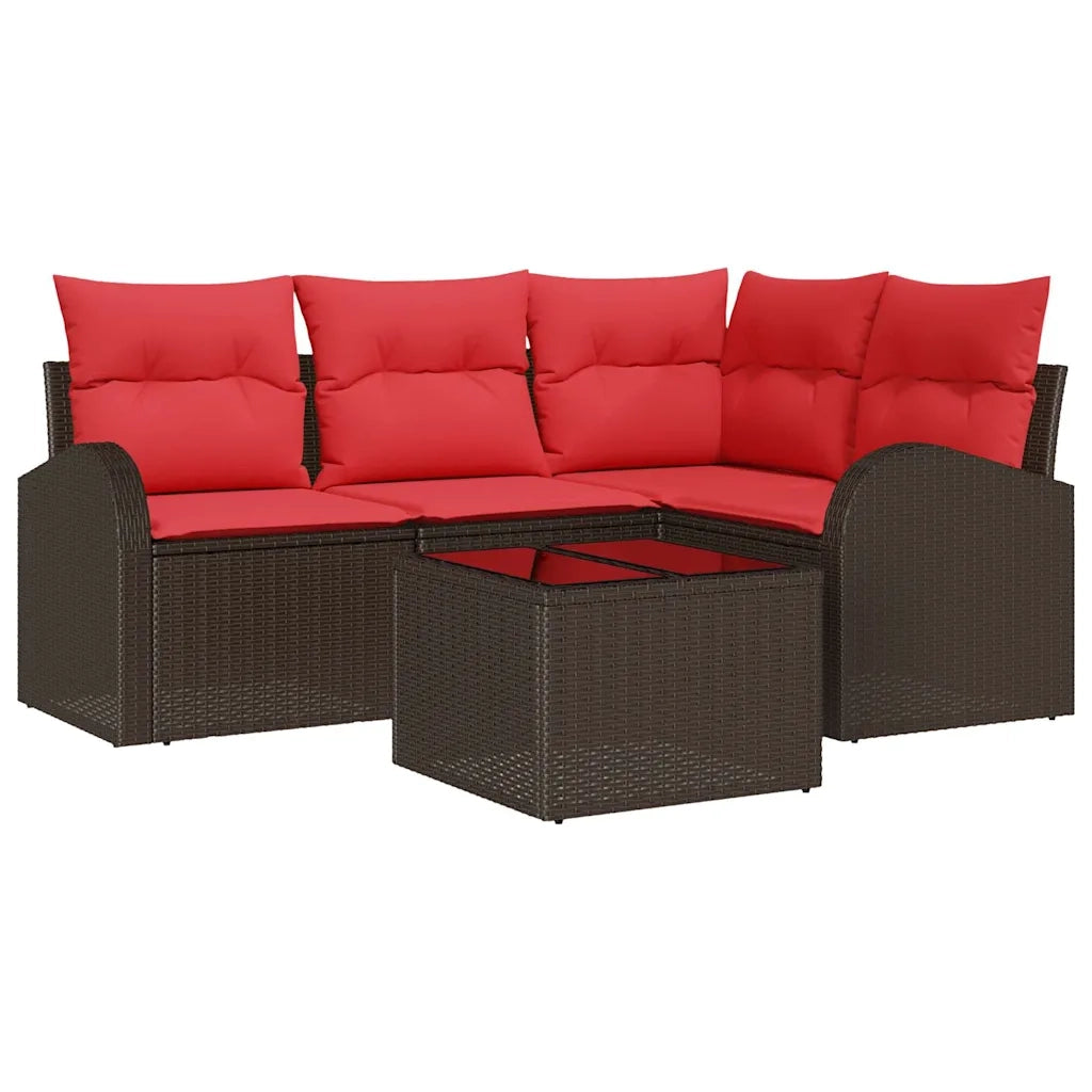 Set Divano da Giardino 5 pcs Marrone polyrattan 3346034
