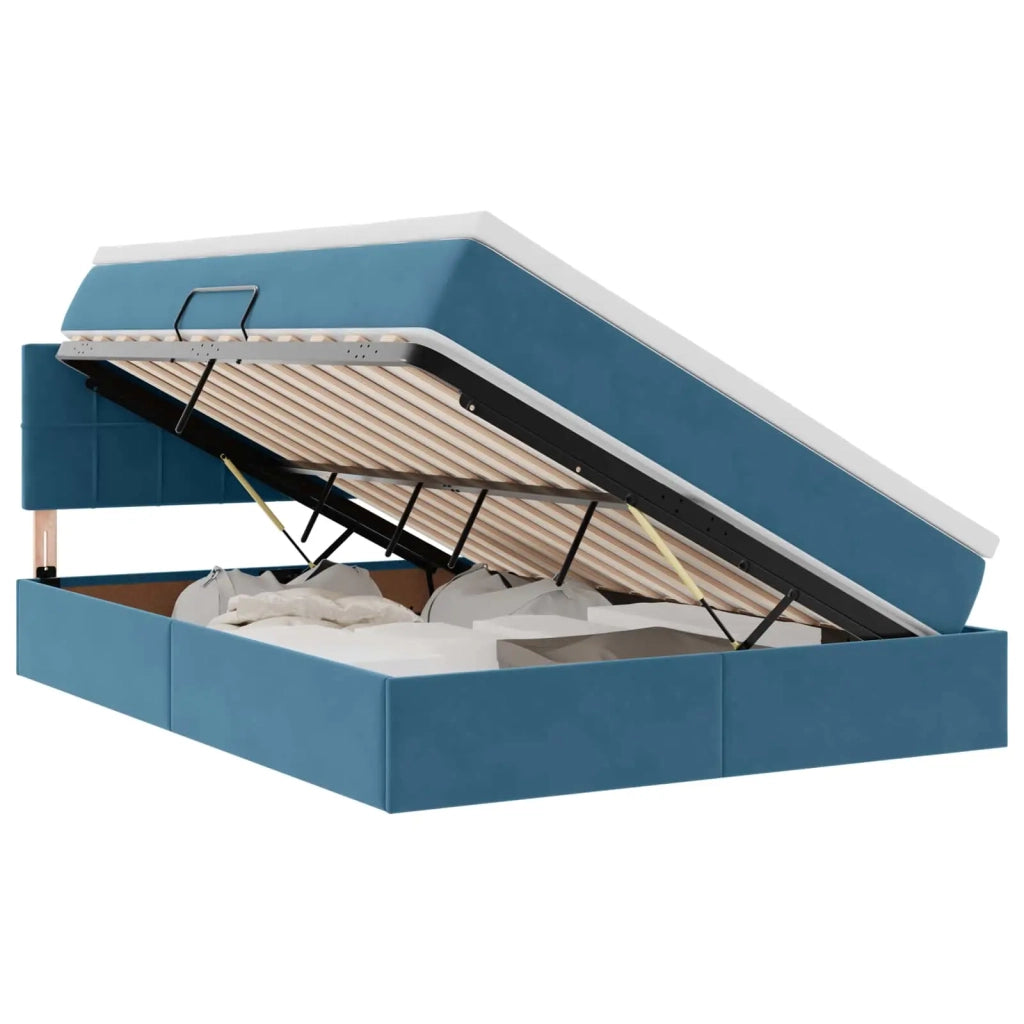 Letto con Contenitore Blu Scuro 140 x 200 cm Velluto