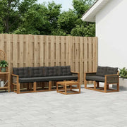 Set di divani da esterno con cuscino 7 pcs Naturale e Nero 3381788