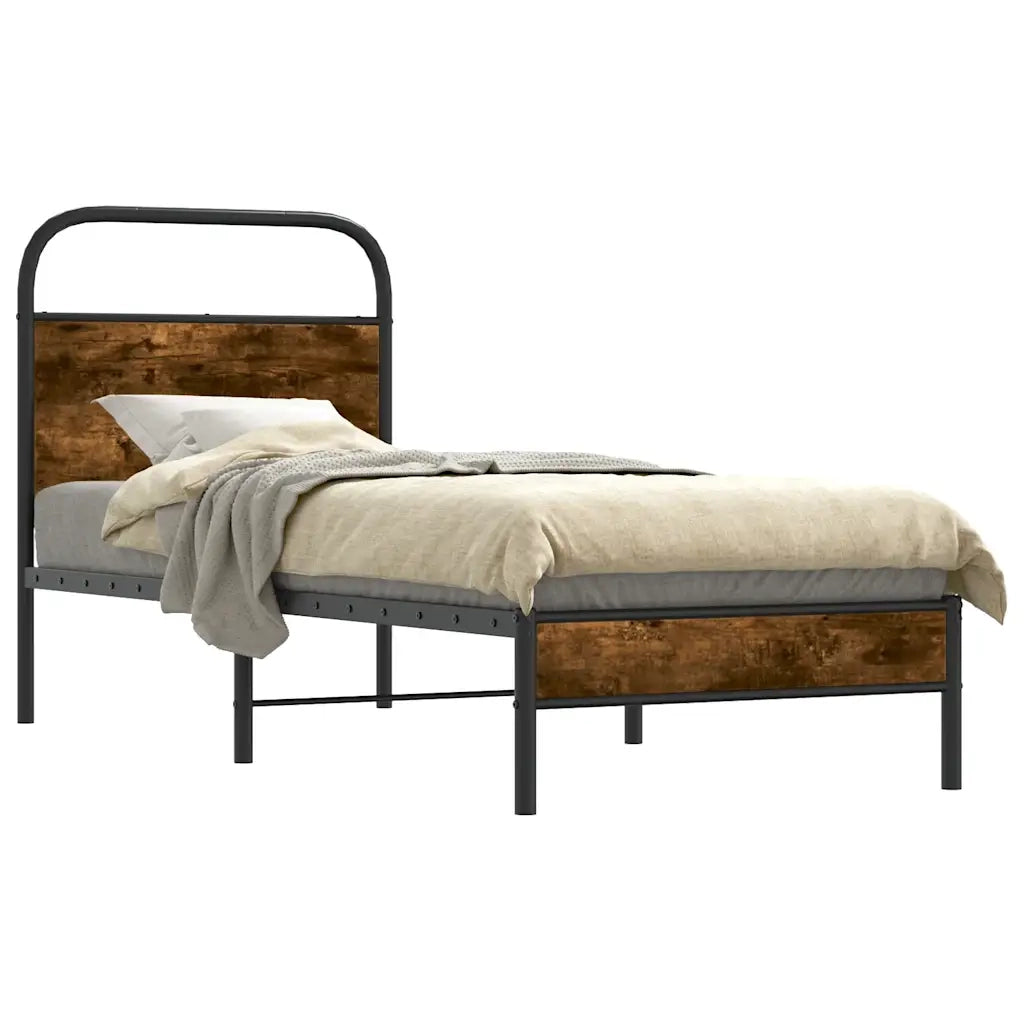 Giroletto senza Materasso-Struttura Letto Rovere Fumo 80x200 cm in Truciolato 611654