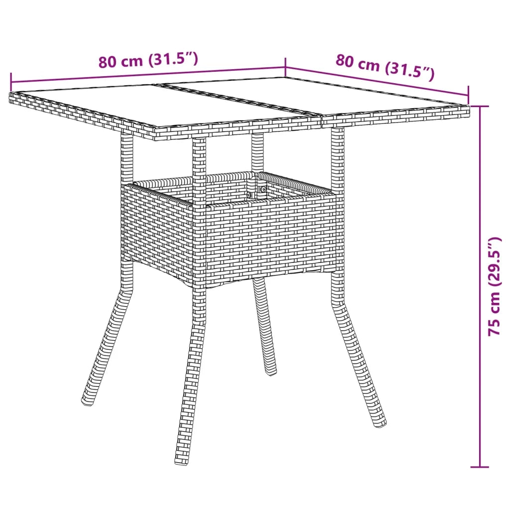 Set da Pranzo da Giardino 5 pz con Cuscini Polyrattan e Vetro 3278606