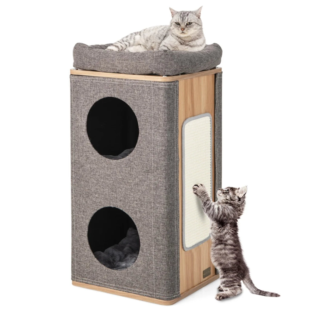 Tiragraffi moderno a 3 livelli 38 x 38 x 77,5 cm comodo e igienico in MDF grigio 20_0010164