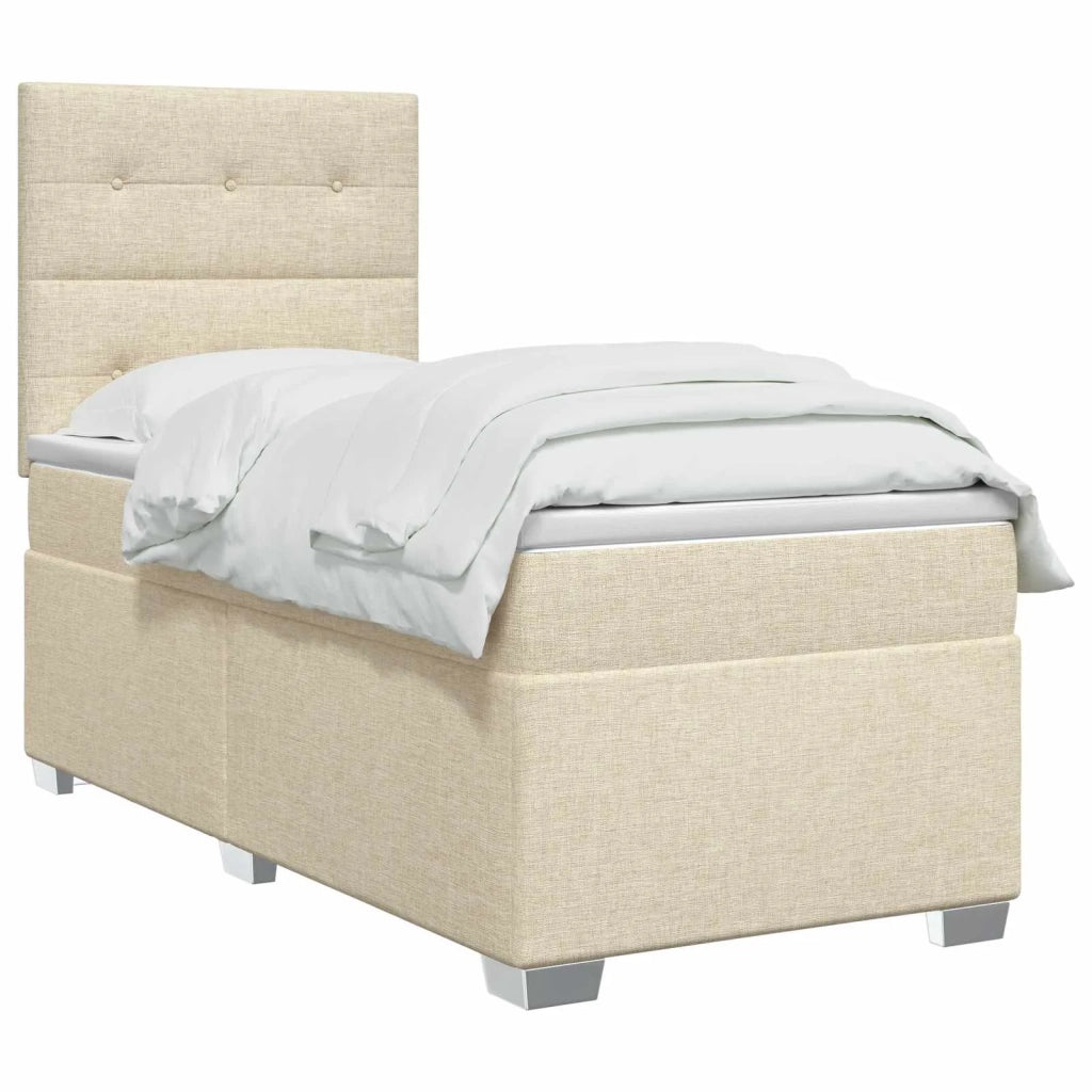 Letto box spring con materasso Crema 80 x 200 cm Tessuto 3453281