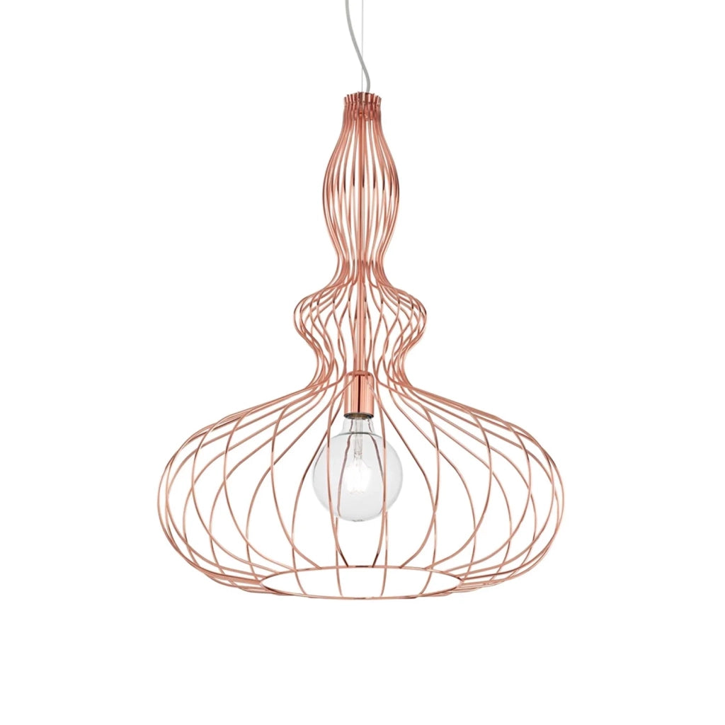 Lampada A Sospensione Industrial-Minimal Clarissa Metallo Oro Rosa 1 Luce E27
