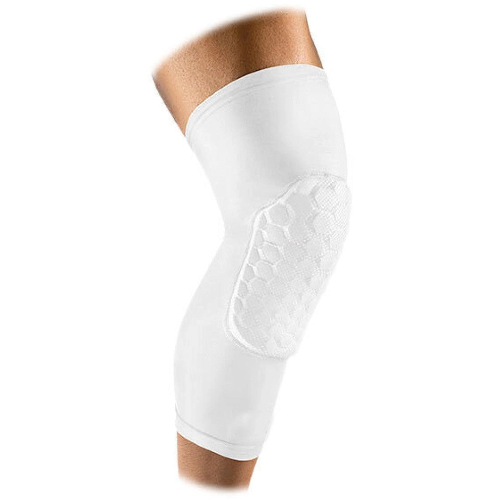 Trade Shop - Ginocchiera Elastica Con Protezione Hex 9mm Paracolpi Sport Compressione Bianco -    L