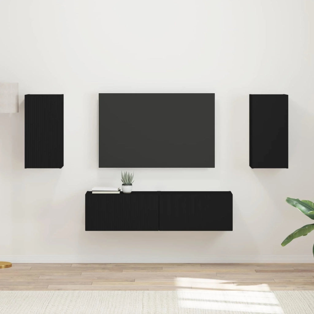 Set mobile TV 4 pcs Nero Legno multistrato
