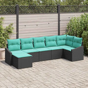 Set di divani con cuscino 7 pcs Nero polyrattan 3346816