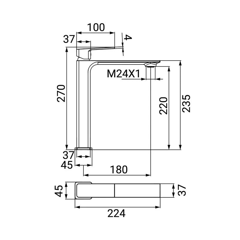 Miscelatore Lavabo Alto Serie Kant Cromato Senza Piletta