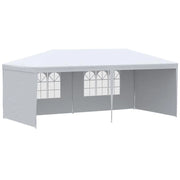 TENDONE DA GIARDINO PIEGHEVOLE PER FESTE ED EVENTI CON PANNELLI RIMOVIBILI, 5.83X2.95 M, BIANCO