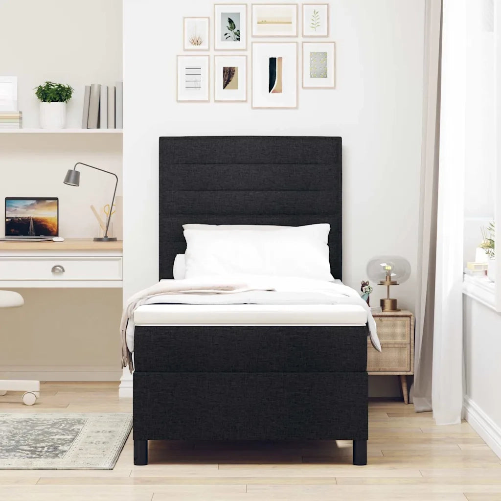 Letto a molle con materasso Nero 90 x 190 cm Tessuto 3339275