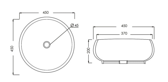 Lavabo d'appoggio 45 cm mod LA65 Bianco