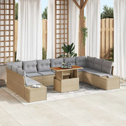 Set Divano da Giardino con cuscino 11 pcs Beige e grigio