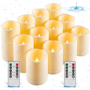 Set di candele LED acqua-resistenti con telecomando, set da 12 pezzi