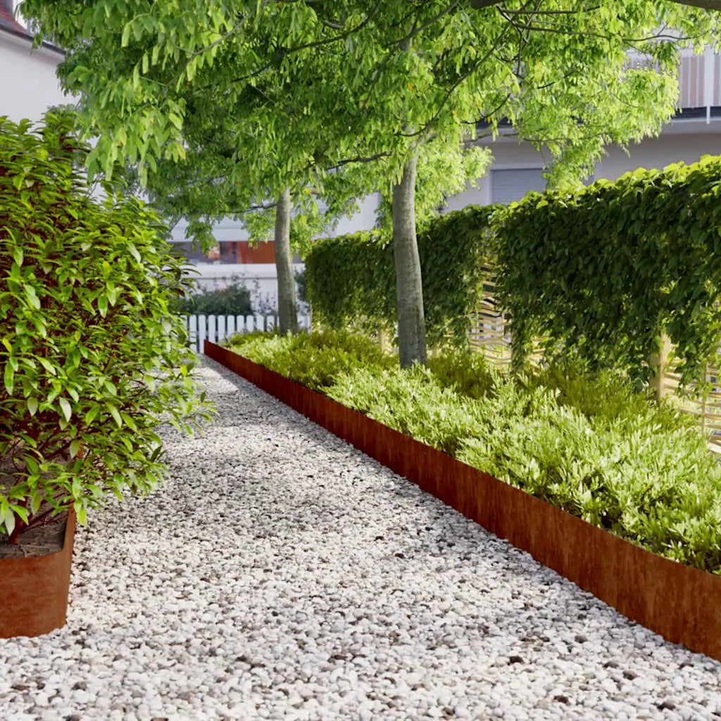 Bordure per Prato 10 pz 20x103 cm Flessibili in Acciaio Corten 821894