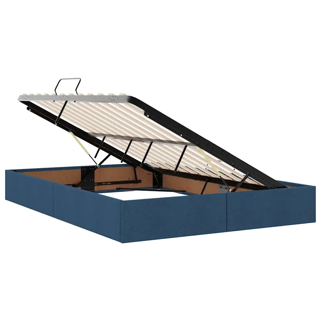 Letto con contenitore e LED con led Blu 140 x 200 cm Tessuto