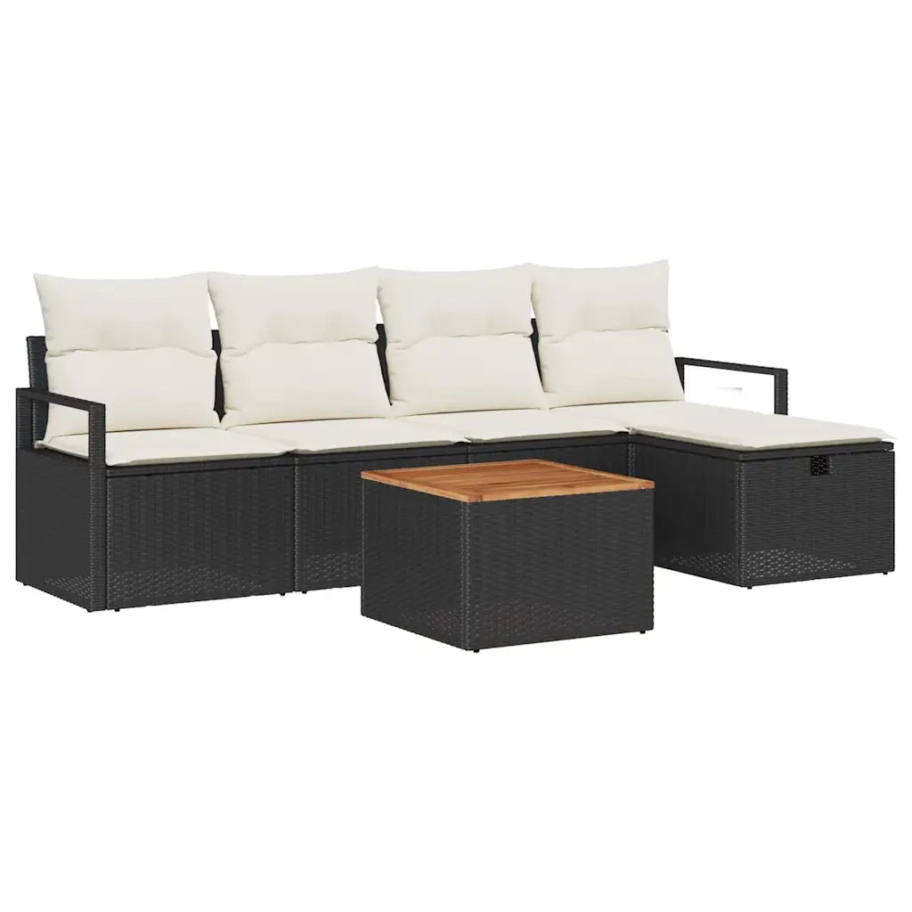 Set Divano da Giardino con cuscino 6 pcs Nero polyrattan 3359530