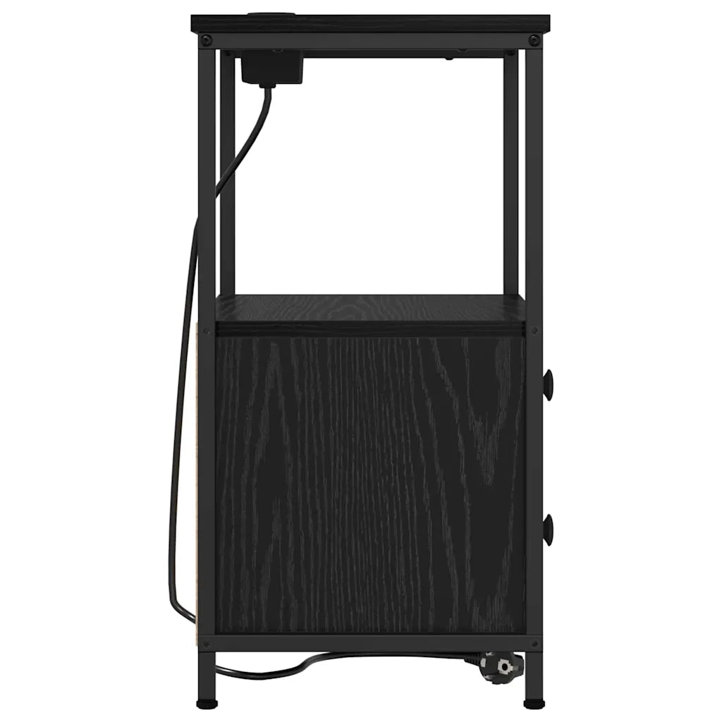 Armadio da Notte Rovere Nero 40 x 31 x 60 cm Legno multistrato 859440